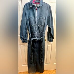 Ashley Stewart Dark Indigo Zippered Denim Dress with Pockets